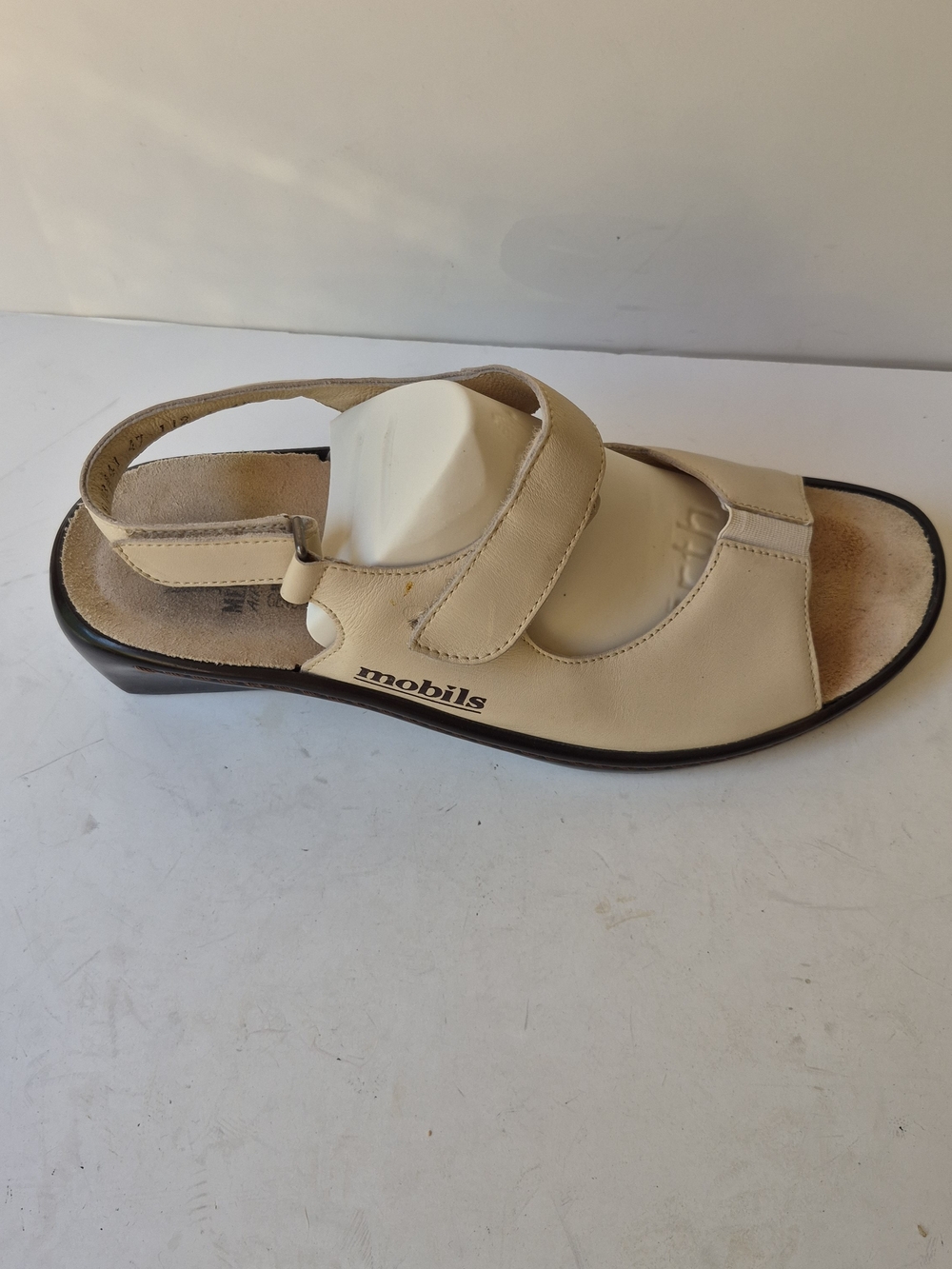 Mephisto Mobils Beige Leather Slingback Sandal- 12